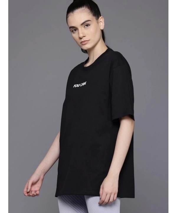 Baskılı Oversize T-shirt - Siyah