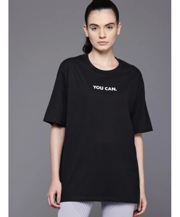 Baskılı Oversize T-shirt - Siyah