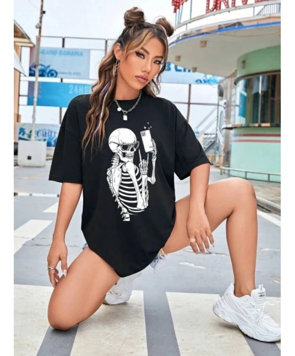 Baskılı T-shirt - Siyah