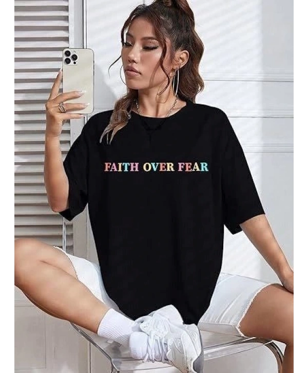 Bisiklet Yaka Baskılı T-shirt - Siyah