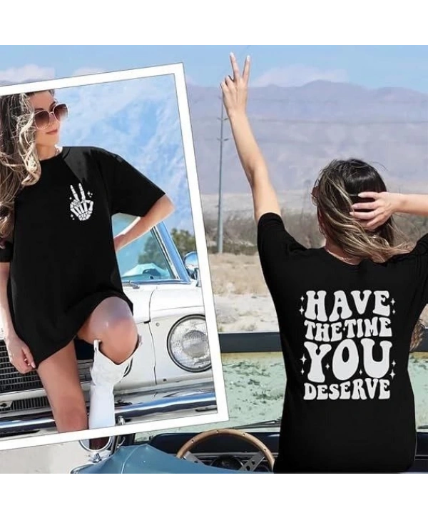 Bisiklet Yaka Kısa Kol Baskılı T-shirt - Siyah