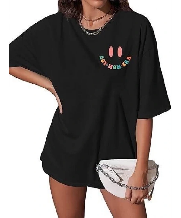 Bisiklet Yaka Kısa Kol Baskılı T-shirt - Siyah