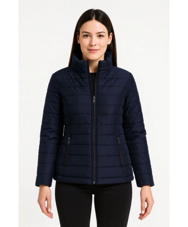 Bomber Mont Ceket – Su İtici Kumaş, Kapitone Astarlı, Fermuarlı, Kışlık - Lacivert