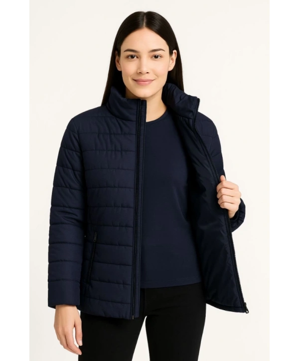 Bomber Mont Ceket – Su İtici Kumaş, Kapitone Astarlı, Fermuarlı, Kışlık - Lacivert