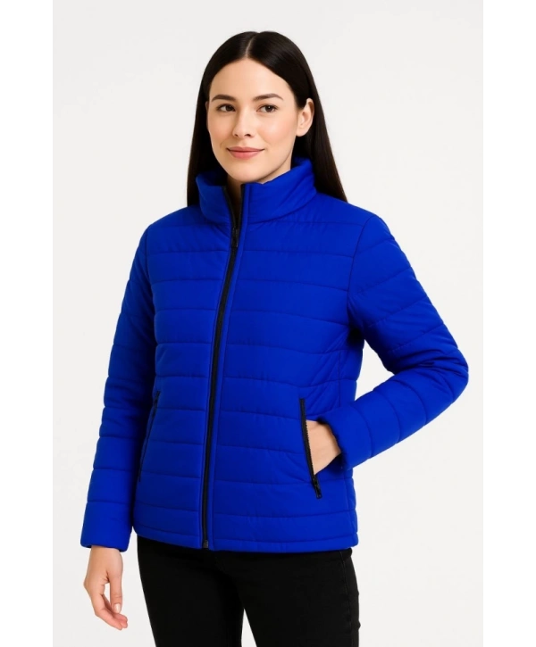 Bomber Mont Ceket – Su İtici Kumaş, Kapitone Astarlı, Fermuarlı, Kışlık - Saks Mavisi