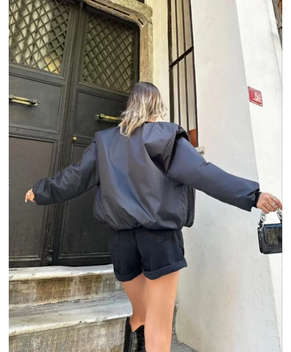 Düz Bomber Ceket - Siyah