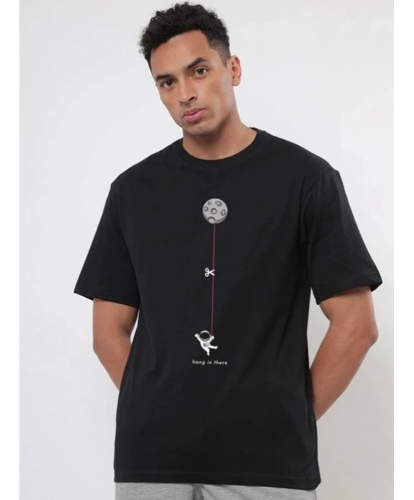 Erkek Baskılı Oversize T-shirt - Siyah