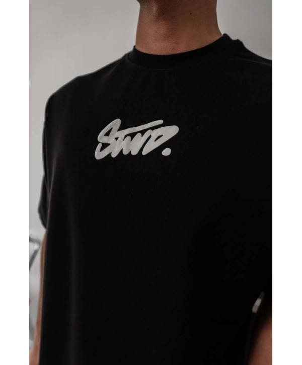 Erkek Baskılı Oversize T-shirt - Siyah