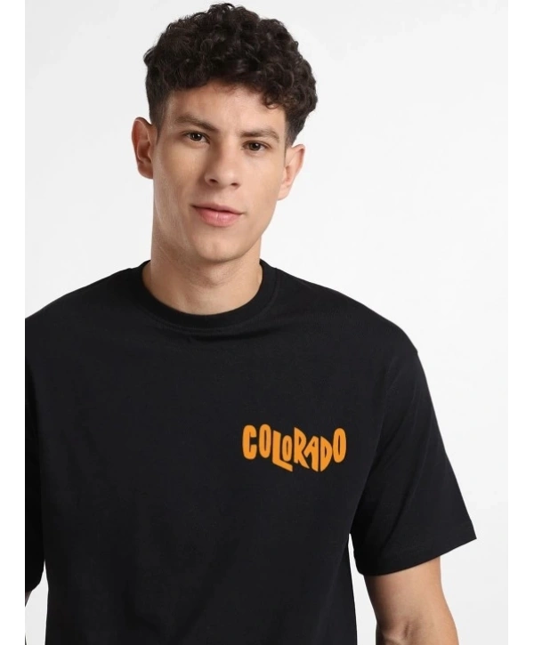 Erkek Baskılı Oversize T-shirt - Siyah