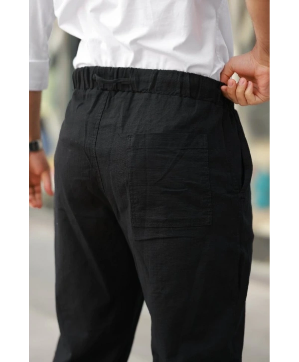 Erkek Beli Lastikli Keten Rahat Pantolon