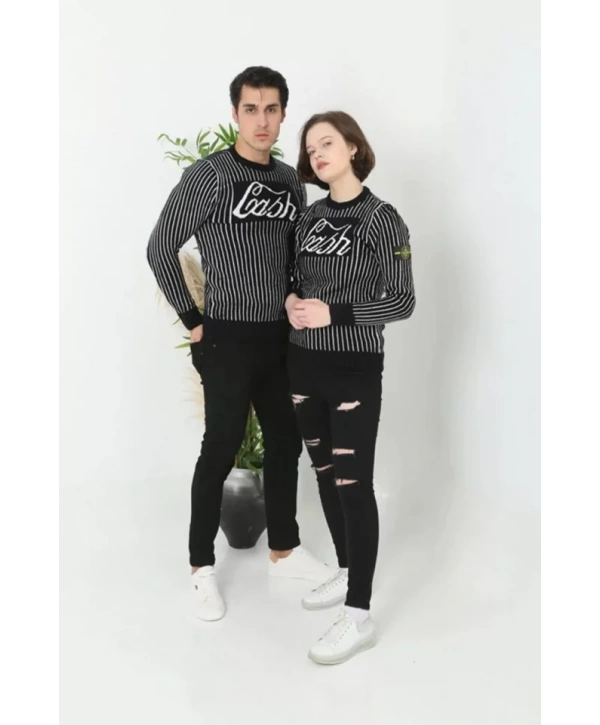 Erkek Bisiklet Yaka Yün Örmeli Triko Kazak - Siyah