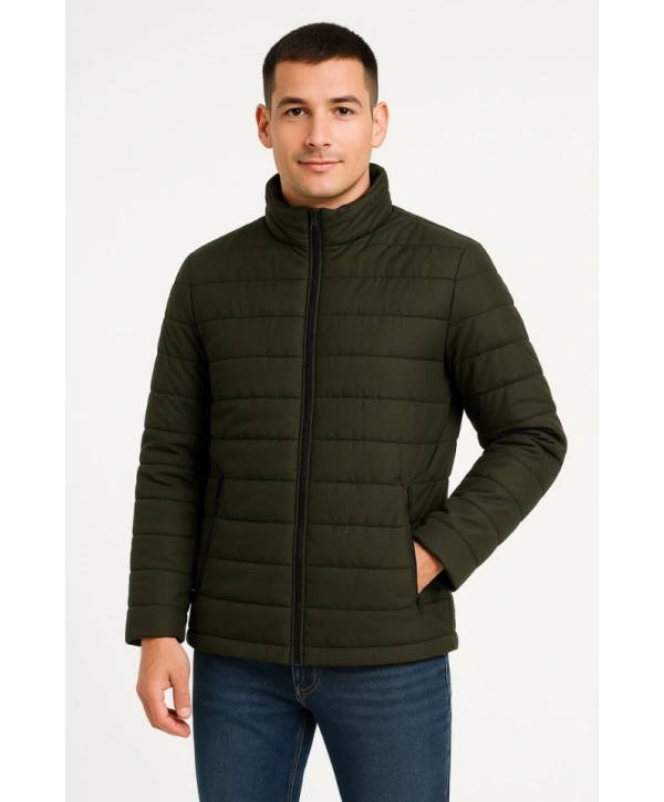 Erkek Bomber Mont Ceket – Su İtici Kumaş, Kapitone Astarlı, Fermuarlı, Kışlık - Haki