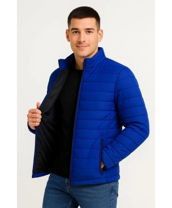 Erkek Bomber Mont Ceket – Su İtici Kumaş, Kapitone Astarlı, Fermuarlı, Kışlık - Saks Mavisi