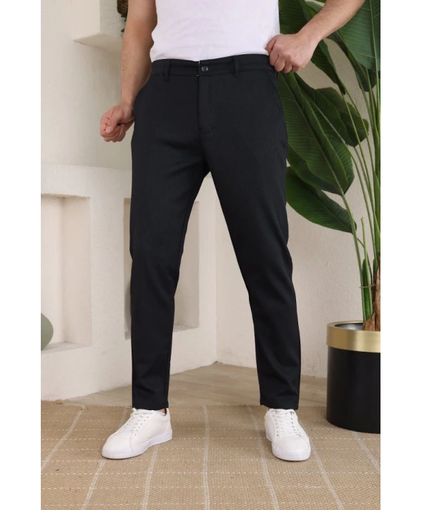 Erkek Casual Slim Fit Cord Desenli Kumaş Pantolon