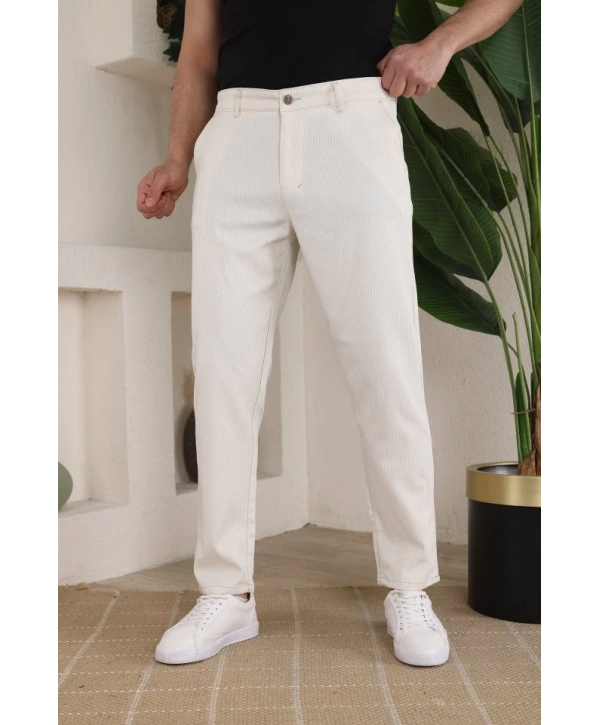 Erkek Casual Slim Fit Cord Desenli Kumaş Pantolon