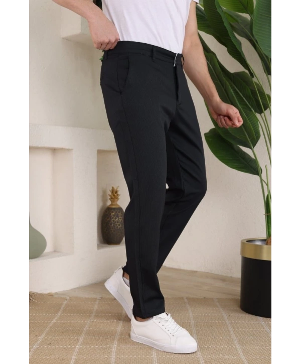 Erkek Casual Slim Fit Cord Desenli Kumaş Pantolon