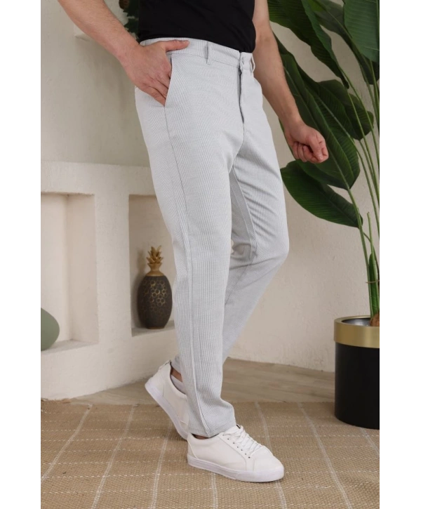 Erkek Casual Slim Fit Cord Desenli Kumaş Pantolon