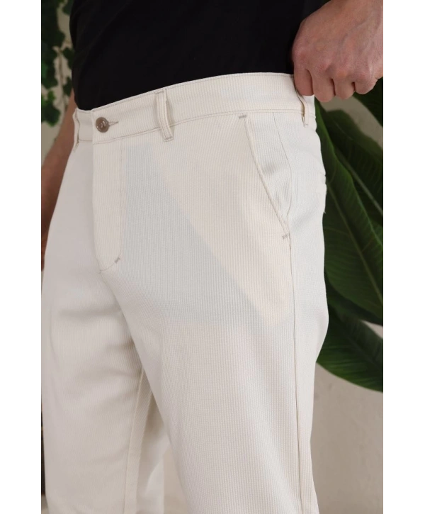 Erkek Casual Slim Fit Cord Desenli Kumaş Pantolon