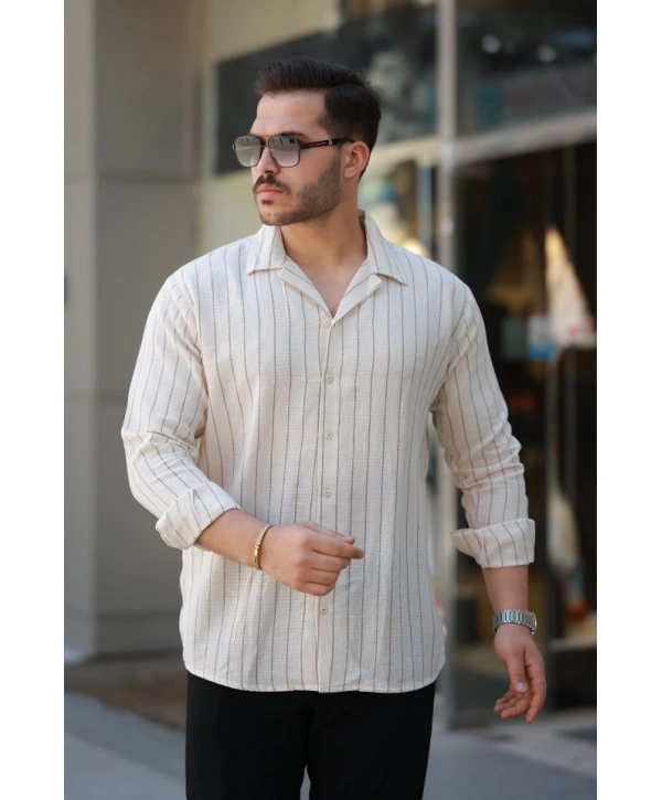 Erkek çizgili Keten Gömlek