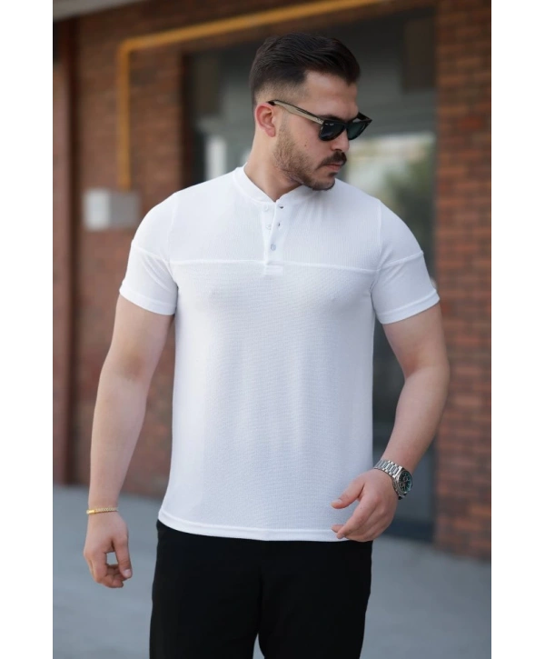 Erkek Hakim Yakalı Kısa Kollu Pamuklu T-shirt