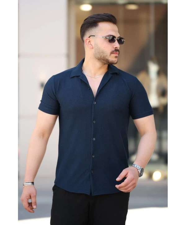 Erkek Kısa Kollu örme Kumaş Pamuklu Gömlek