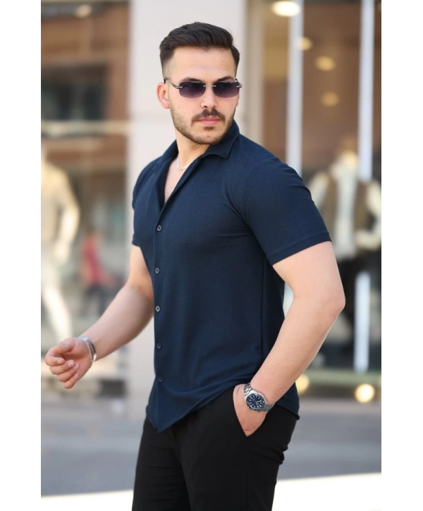 Erkek Kısa Kollu örme Kumaş Pamuklu Gömlek