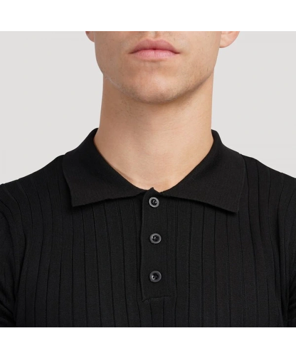 Erkek Kısa Kollu Yakalı Yakadan Düğmeli Triko Bluz