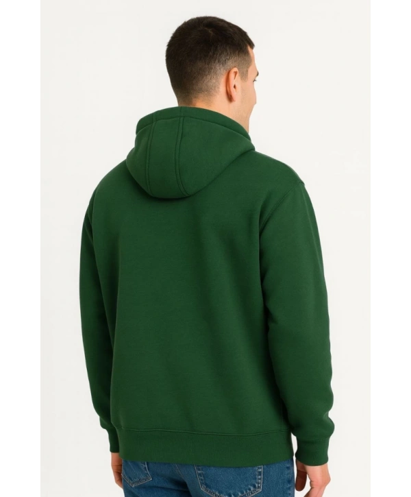 Erkek Ovarsize Kapüşonlu Swetshirt Kanguru Çepli Cıtcıtlı 3 Iplik Şardonlu Hoodie - Haki