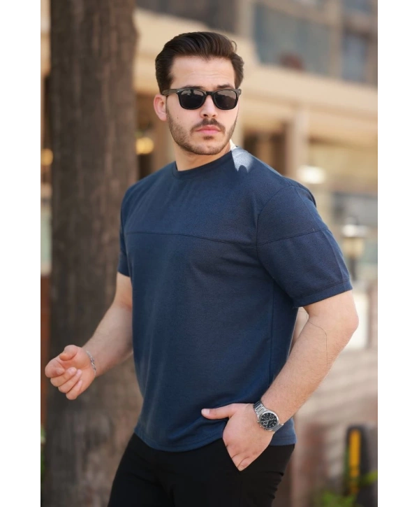 Erkek Oversize Bisiklet Yaka Kısa Kollu T-shirt