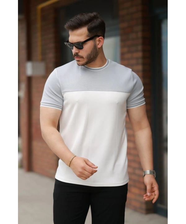 Erkek Parçalı Renk Kısa Kollu Tişört