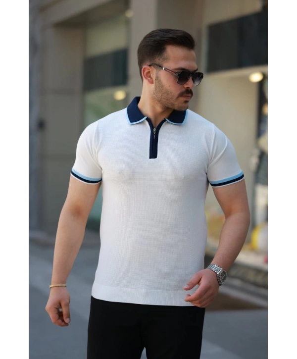 Erkek Renkli Yaka Kısa Kollu Tişört