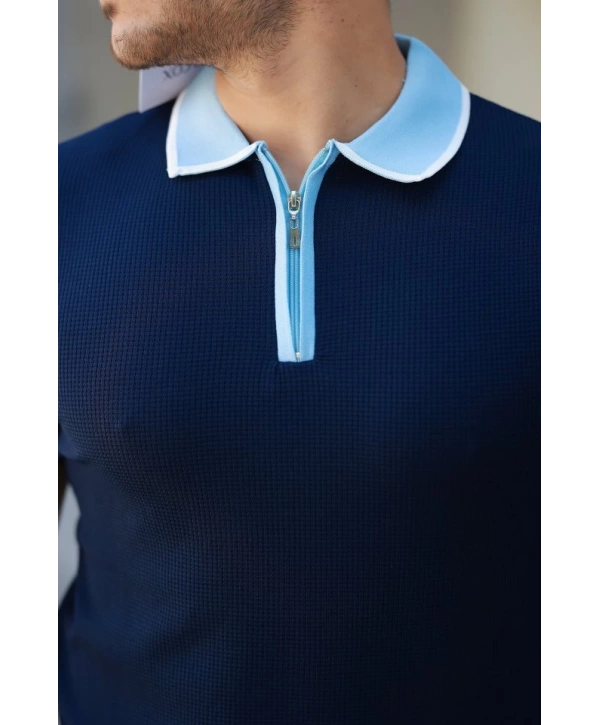 Erkek Renkli Yaka Kısa Kollu Tişört