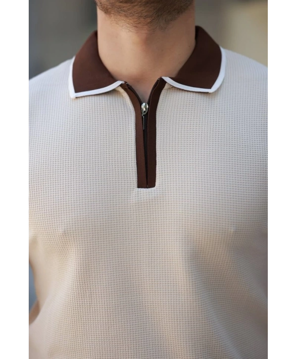 Erkek Renkli Yaka Kısa Kollu Tişört