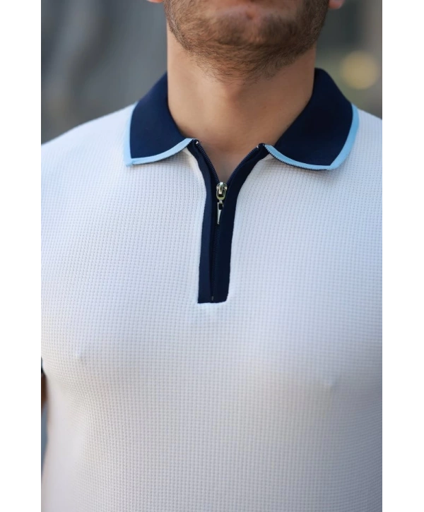 Erkek Renkli Yaka Kısa Kollu Tişört