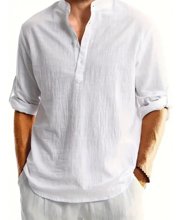 Erkek Uzun Kollu Hakim Yaka Düğmeli Erkek Müslim Gömlek