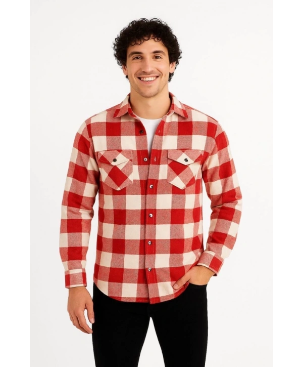Erkek Uzun Kollu Oduncu Gömlek - Kırmızı