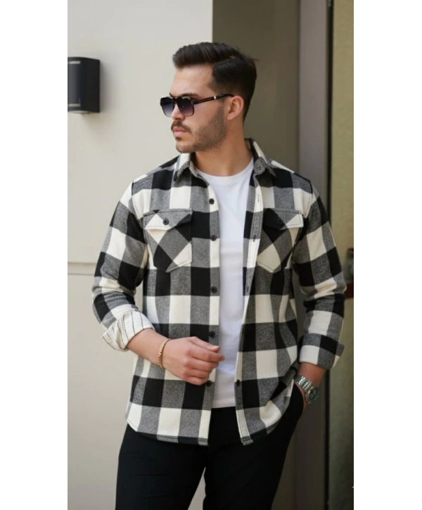 Erkek Uzun Kollu Oduncu Gömlek - Siyah