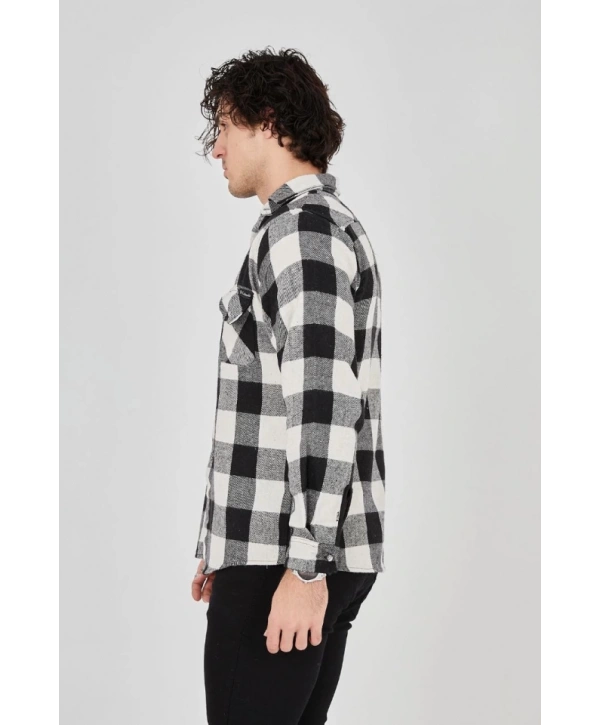 Erkek Uzun Kollu Oduncu Gömlek - Siyah