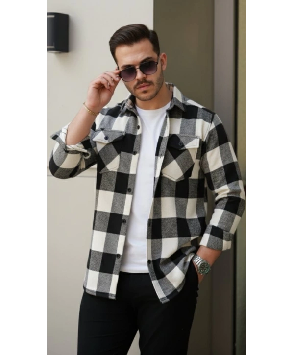 Erkek Uzun Kollu Oduncu Gömlek - Siyah