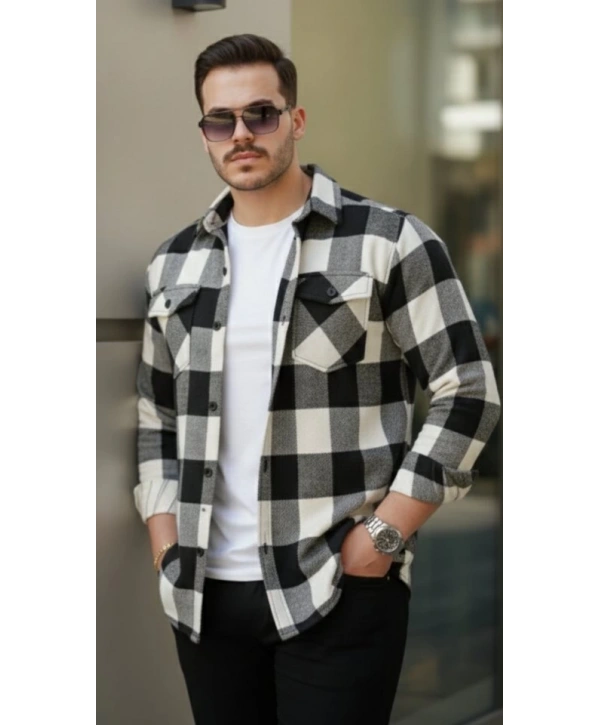 Erkek Uzun Kollu Oduncu Gömlek - Siyah