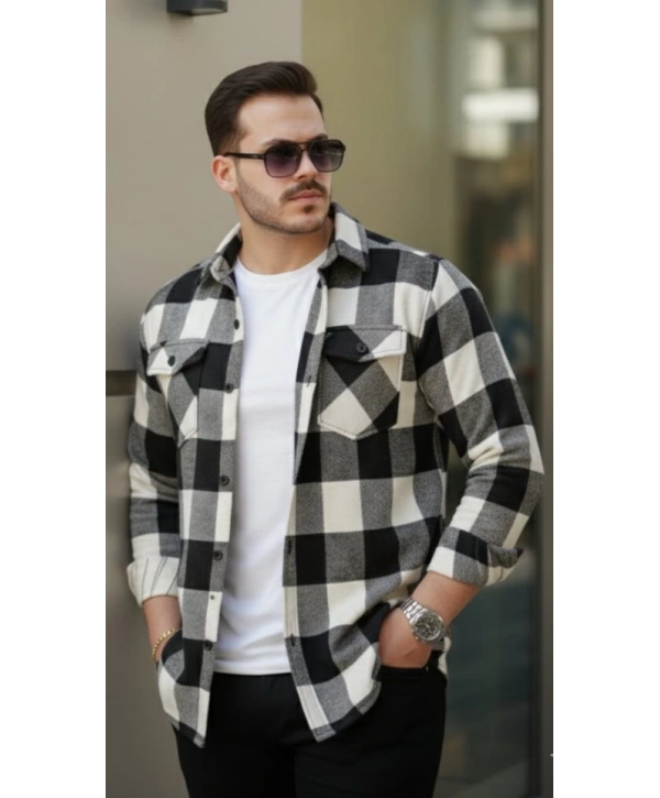 Erkek Uzun Kollu Oduncu Gömlek - Siyah