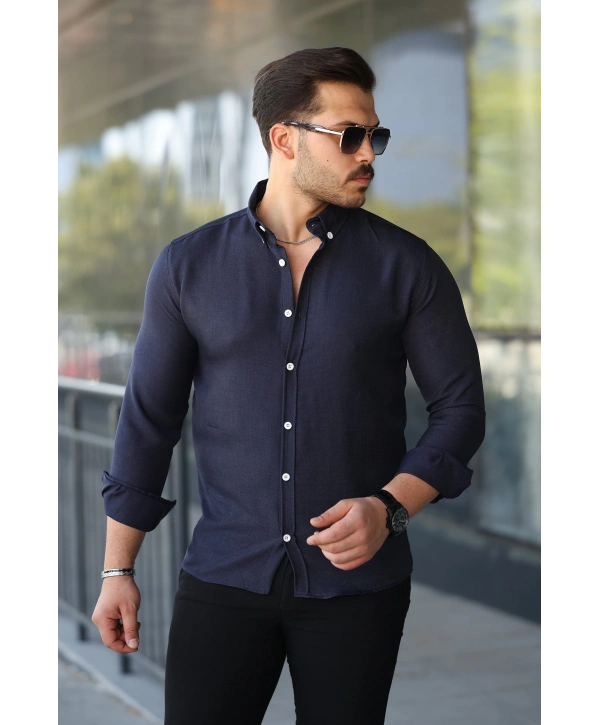 Erkek Uzun Kollu Regular Sofya Keten Gömlek