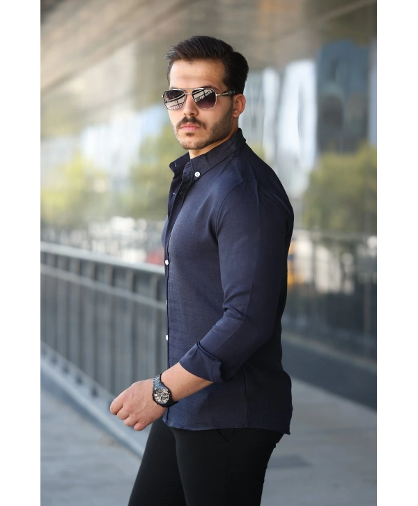 Erkek Uzun Kollu Regular Sofya Keten Gömlek