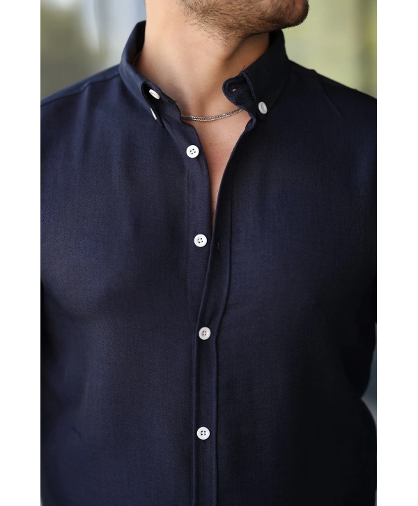 Erkek Uzun Kollu Regular Sofya Keten Gömlek