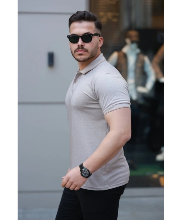 Erkek Yakalı Kagi Kumaş Kısa Kollu T-shirt