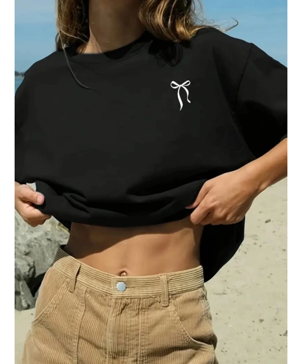 Fiyonk Baskılı Siyah Oversize Unisex T-shirt- Siyah