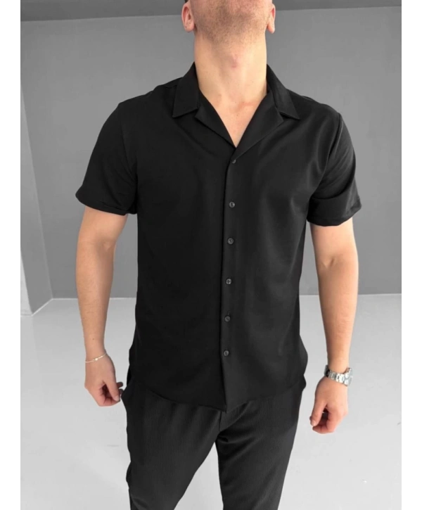 İki İplik Kumaş Gömlek - Siyah