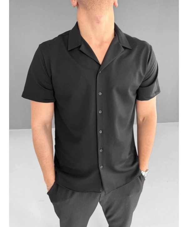 İki İplik Kumaş Gömlek - Siyah