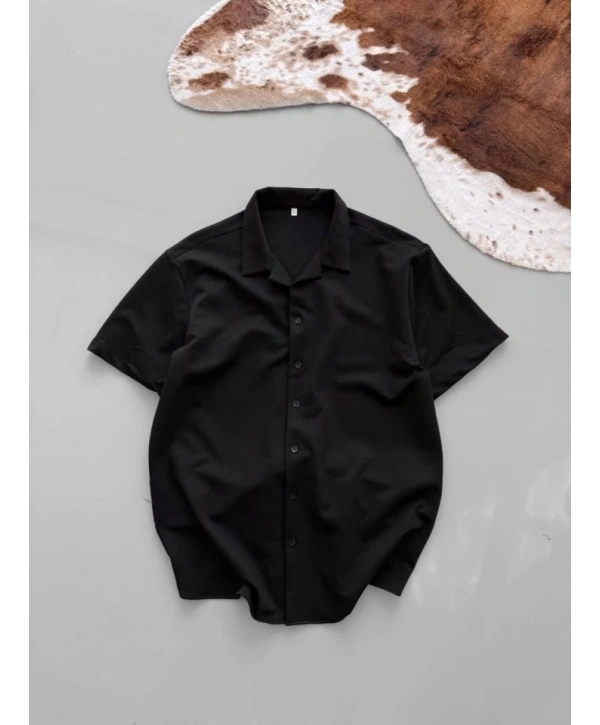 İki İplik Kumaş Gömlek - Siyah