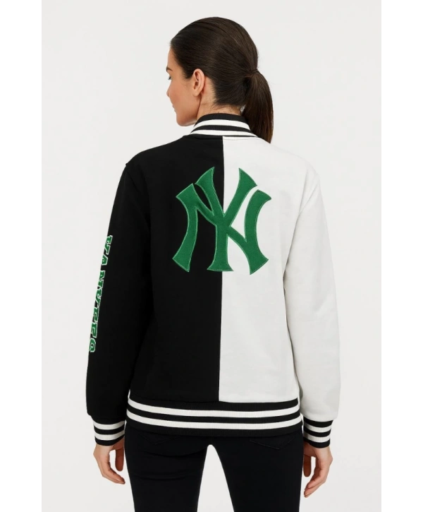 İki İplik Nakış İşlemeli Kolej Çeket- Siyah